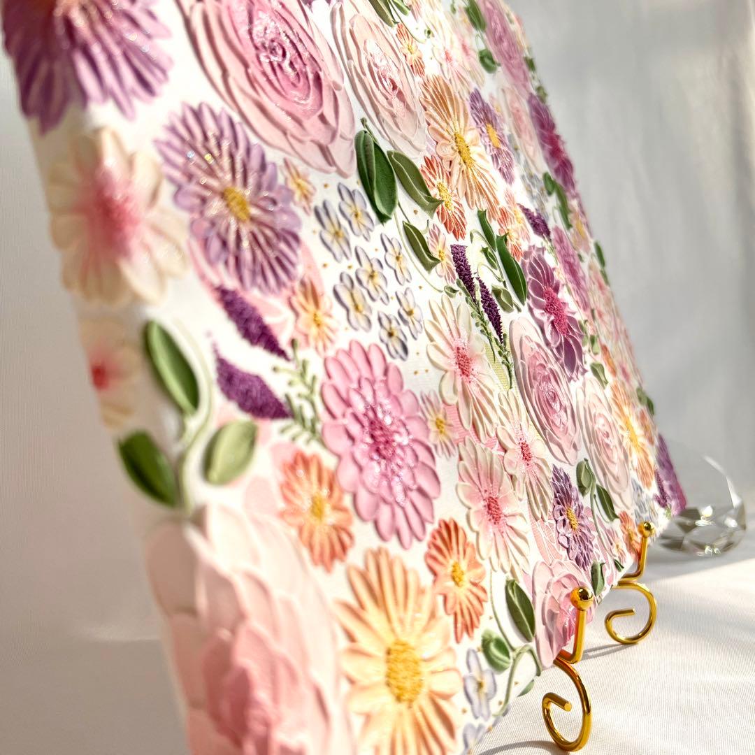 テクスチャーアート　絵画　インテリアアート　花　立体　絵　花の絵　フラワーアート