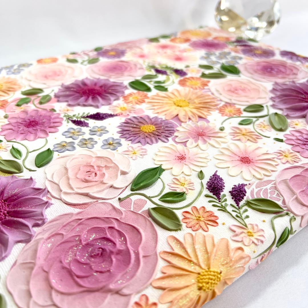 テクスチャーアート　絵画　インテリアアート　花　立体　絵　花の絵　フラワーアート