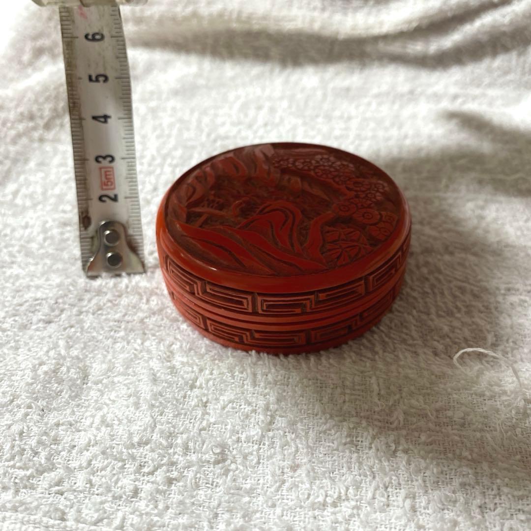 J-14 香合　芳山銘　堆朱　茶道具　共箱付　アンティーク　雑貨　美術品　工芸品