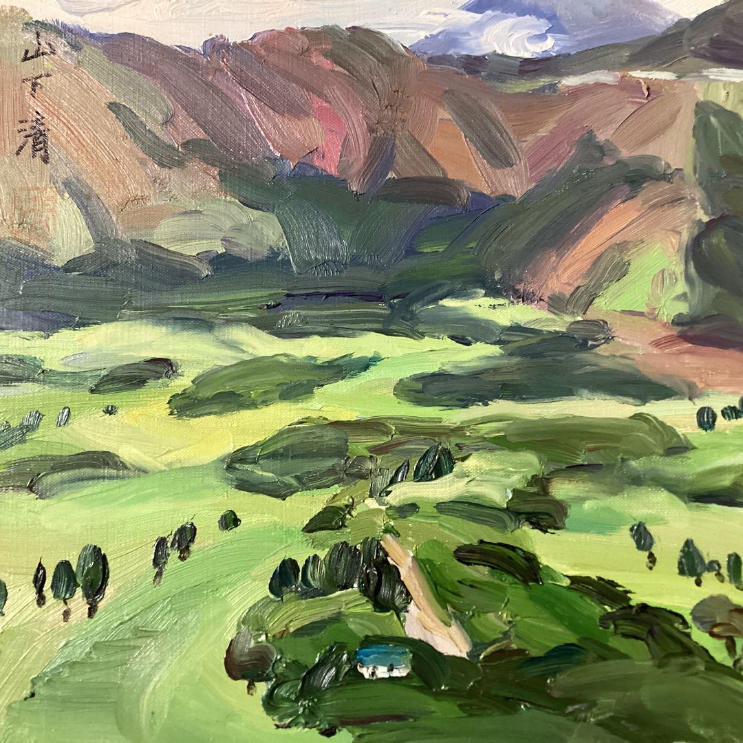 山下清　油彩画　【風景画　】　肉筆キャンバスのみ寄贈品　模写　　一点物