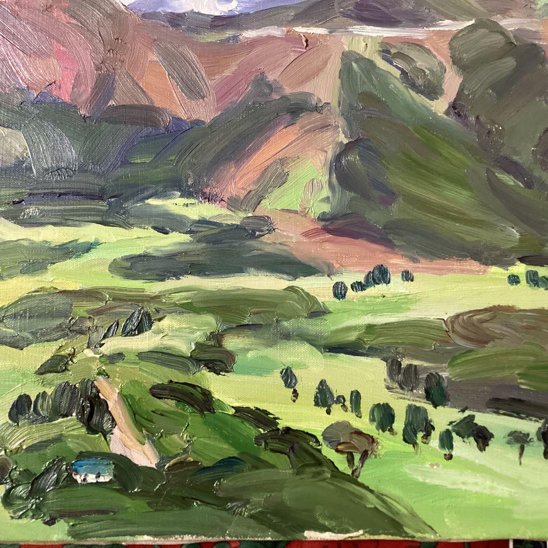 山下清　油彩画　【風景画　】　肉筆キャンバスのみ寄贈品　模写　　一点物