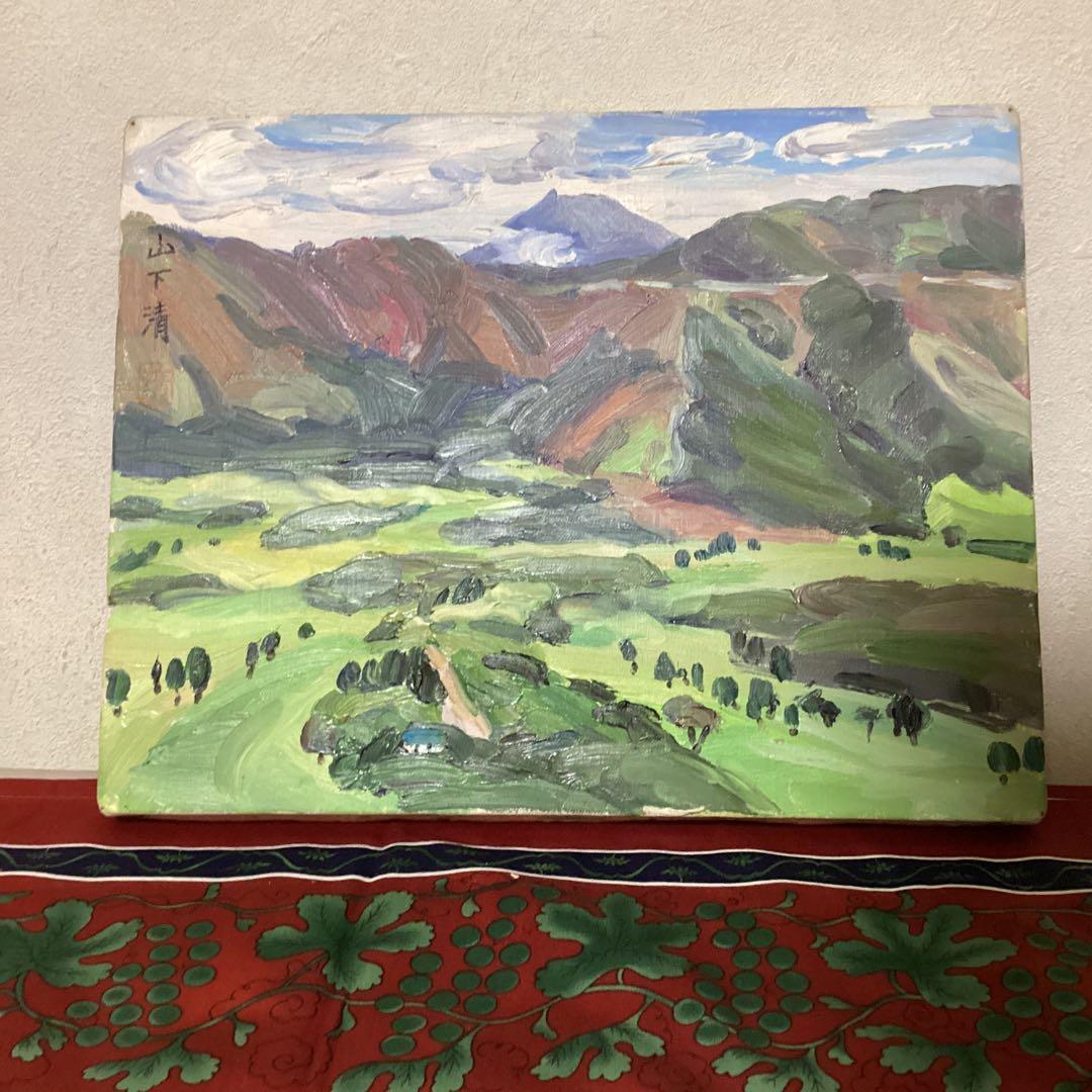 山下清　油彩画　【風景画　】　肉筆キャンバスのみ寄贈品　模写　　一点物