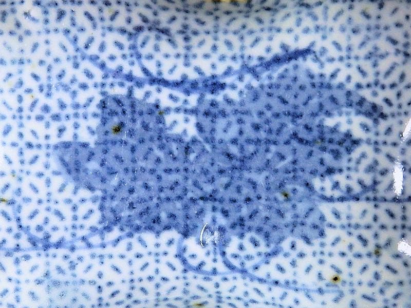 古伊万里　型刷印判　幾何学紋に草花紋の図　変形皿　江戸期E478AS-CRf