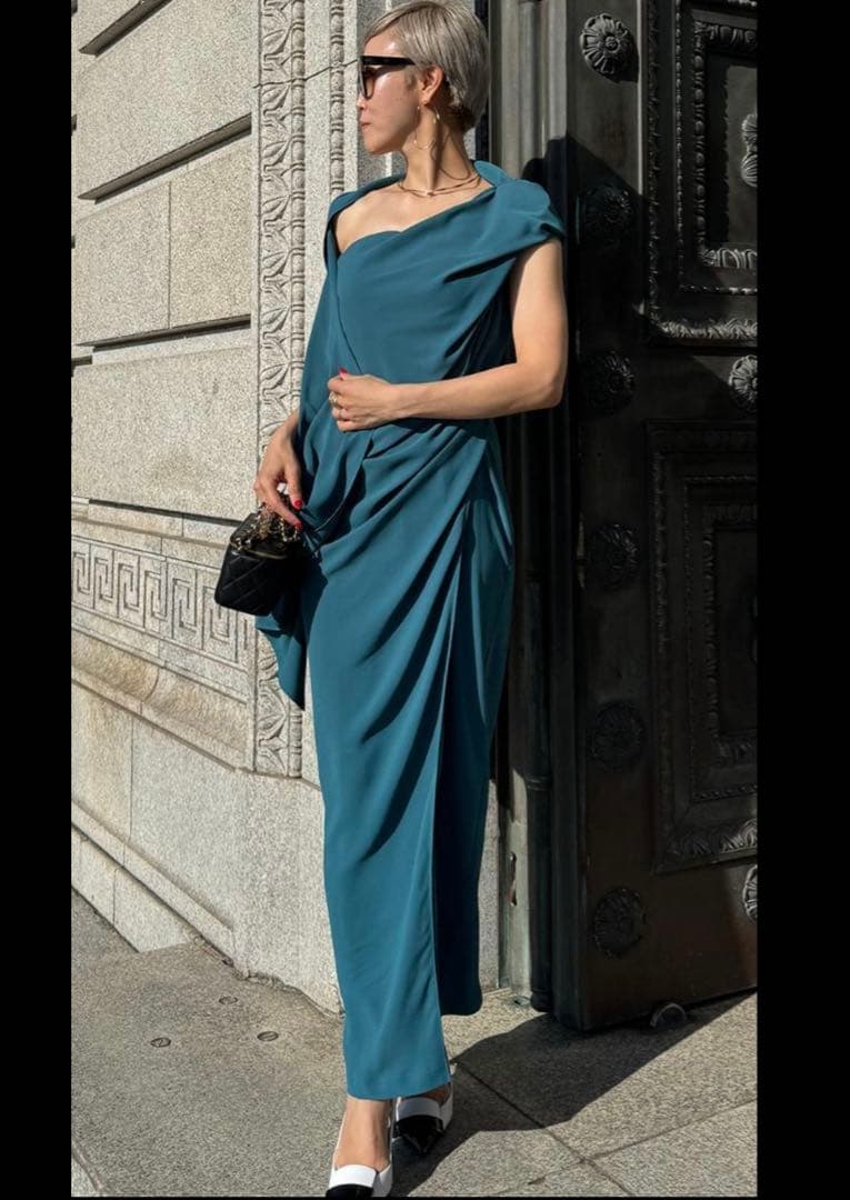 JENNE ドレープワンショルダーワンピース ドレス Sサイズ