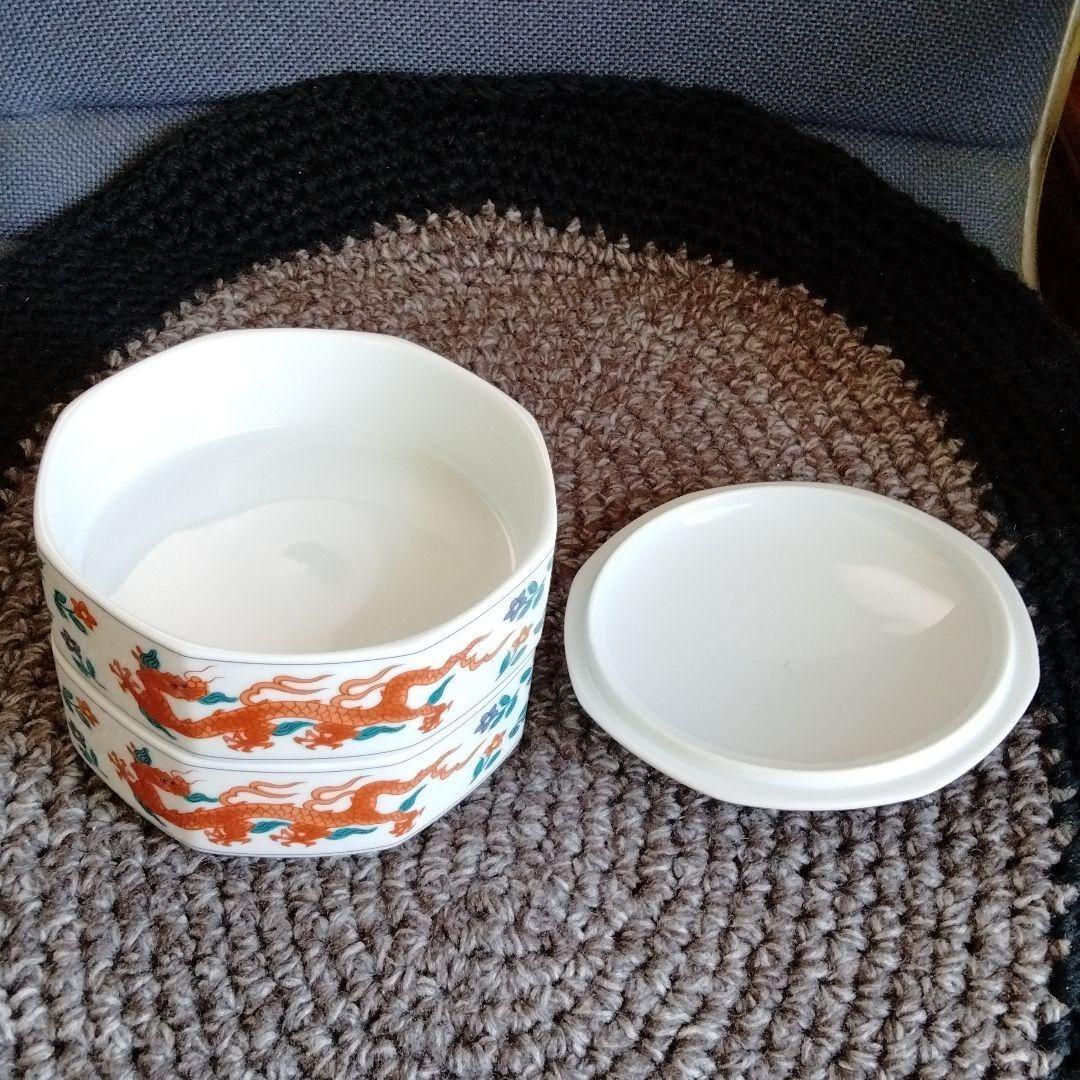 最終値下げ　中国骨董　旧蔵唐物陶磁器赤絵細工龍雲紋八角型二段重箱在銘希少珍貴新品