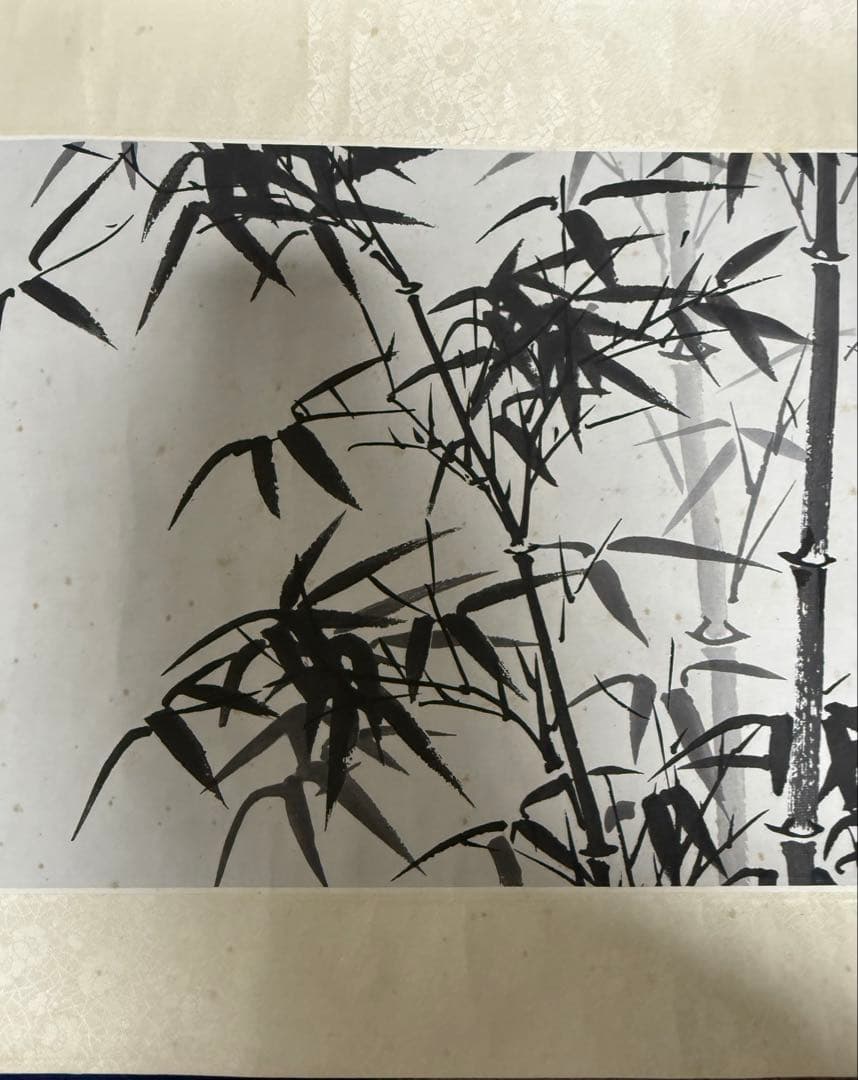 北京栄宝斎作　明夏昶作　墨竹　掛軸　共箱　送料込み251222