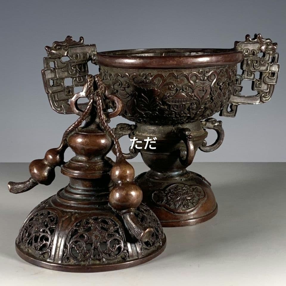 銅器 八宝瓢簞薫香炉 室内薫炉 香道具 装飾品 現代工芸品 置物