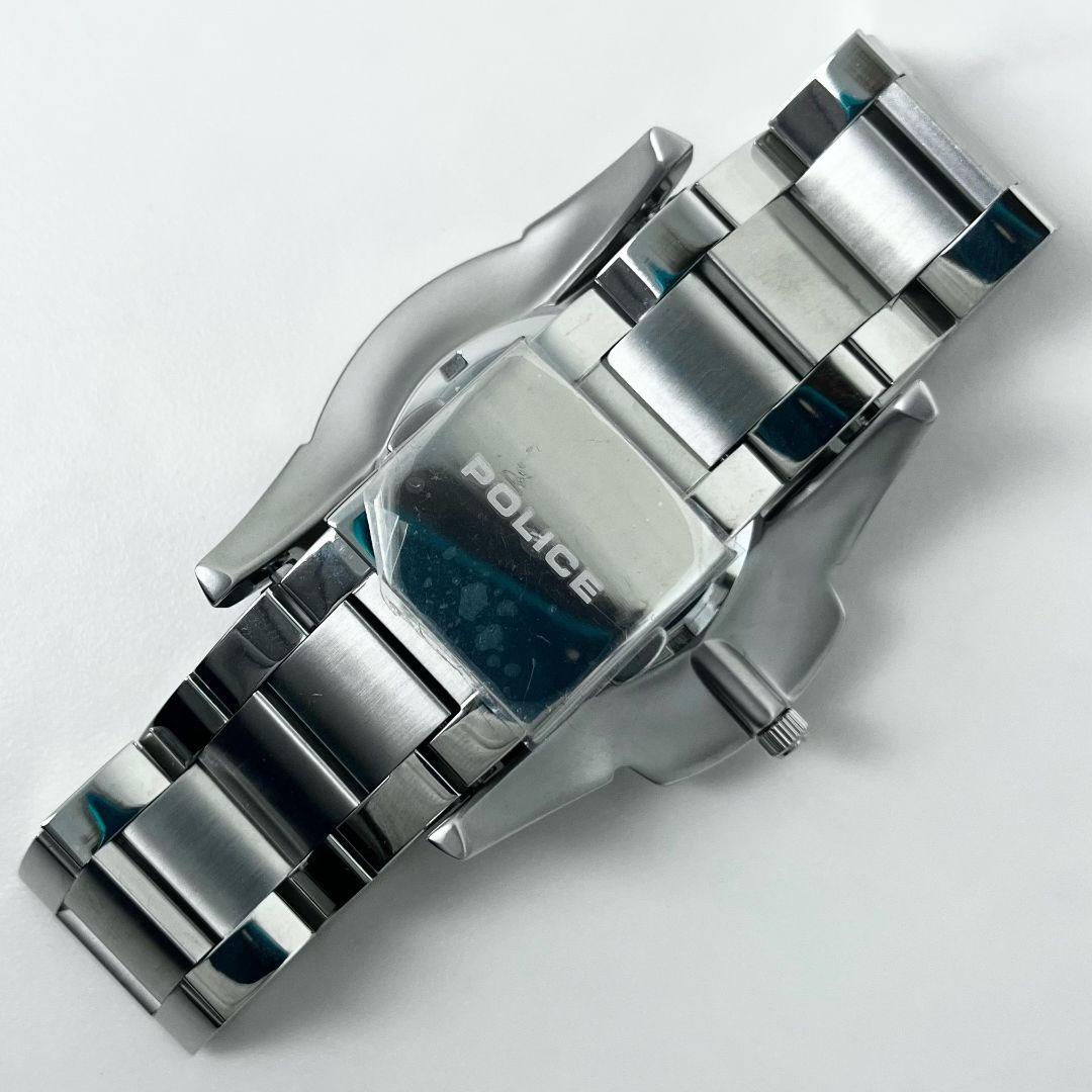 【美品】 稼働 POLICE 14384J ネイビー文字盤 デイト 腕時計