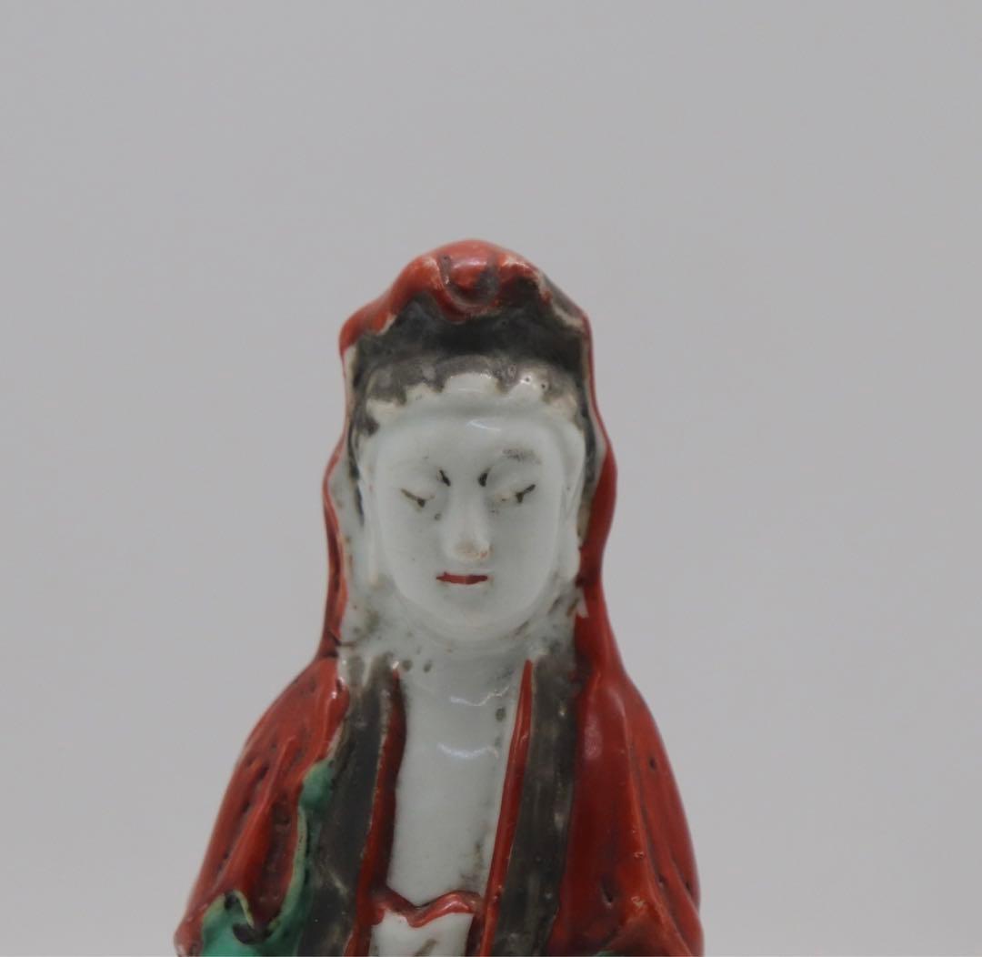 中国　清時代　粉彩　観音　送料込み1028