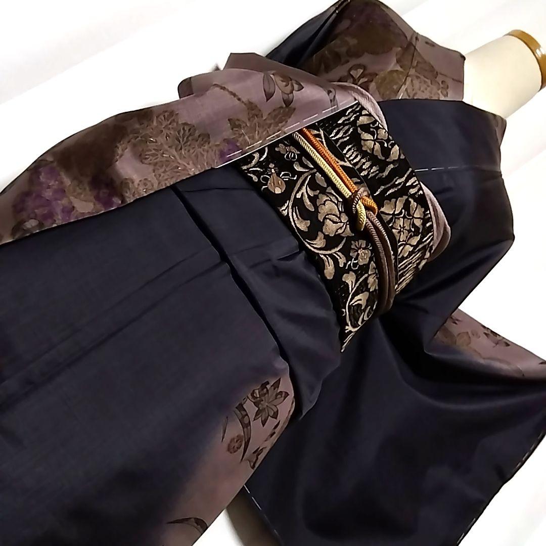 専用　大島紬 訪問着 辻が花 辻ヶ花 紬 黒 墨色 証紙 伝統工芸品