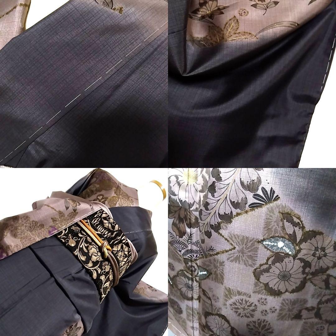 専用　大島紬 訪問着 辻が花 辻ヶ花 紬 黒 墨色 証紙 伝統工芸品