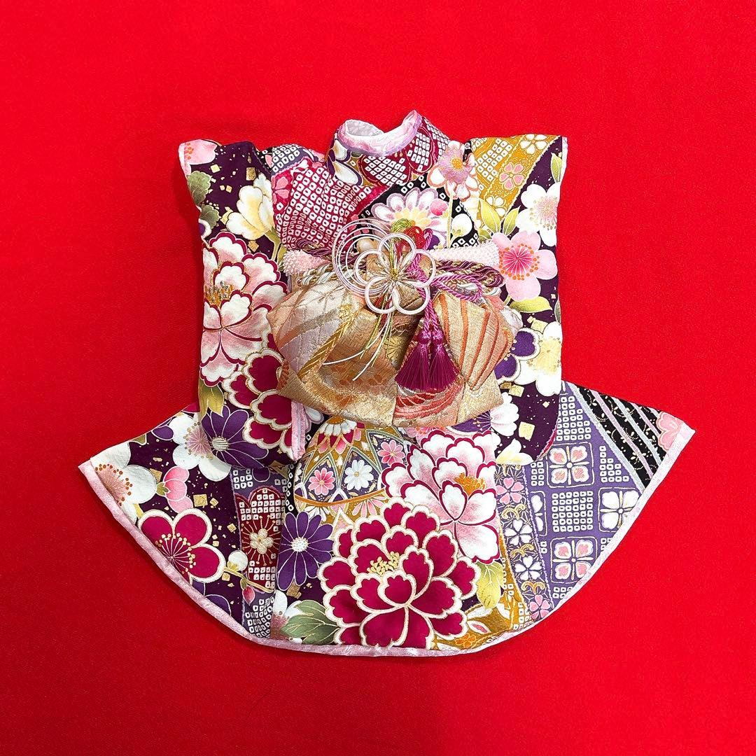 即納✨犬の着物✨犬用本格大振袖 XS お引き摺り 紫系 正絹金彩入り