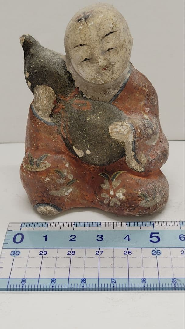 おめでたい② お正月玄関に 江戸時代 瓢箪持ち童子 土人形 郷土玩具