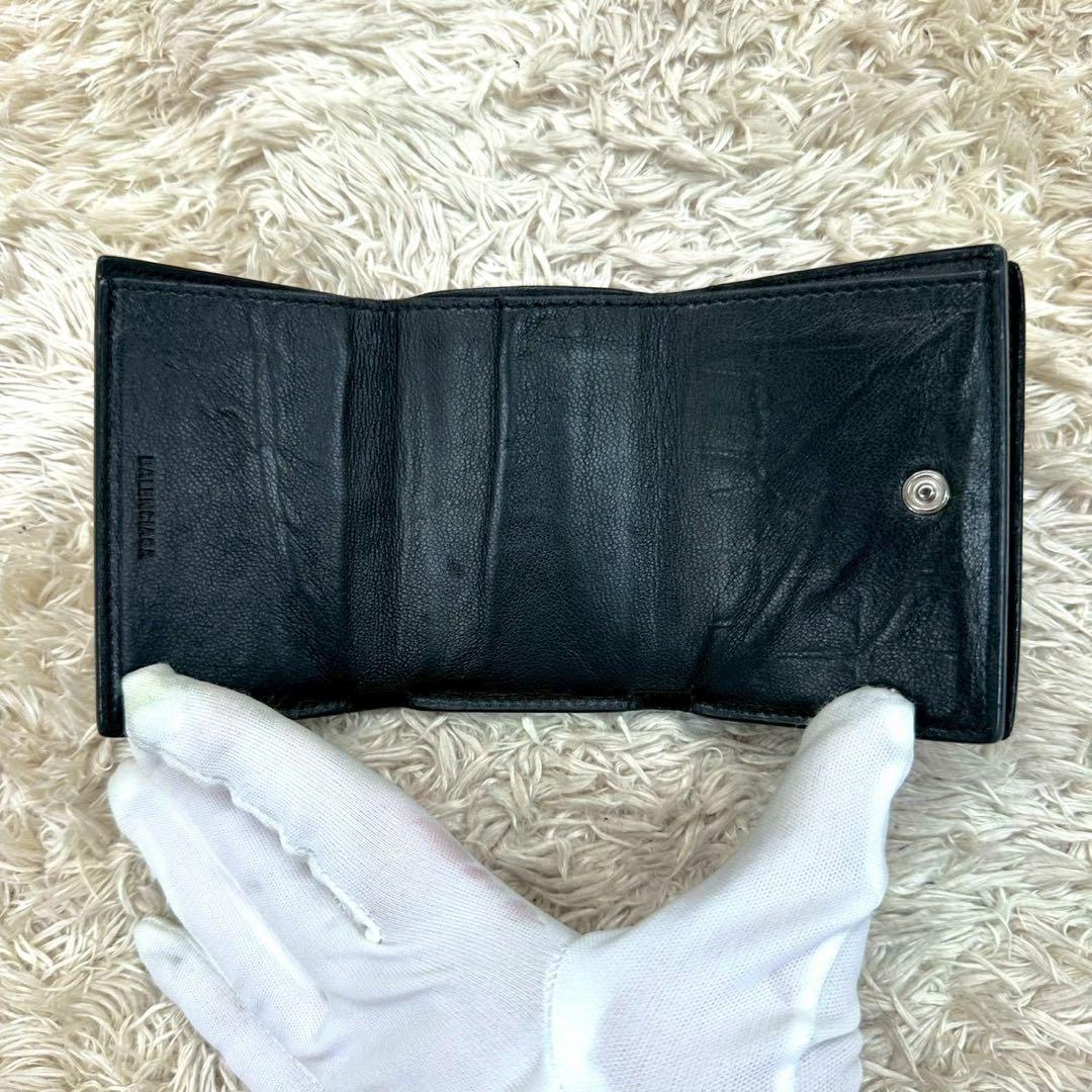 【美品】バレンシアガ 三つ折財布 ブラック クロコ エブリイデイ ユニセックス