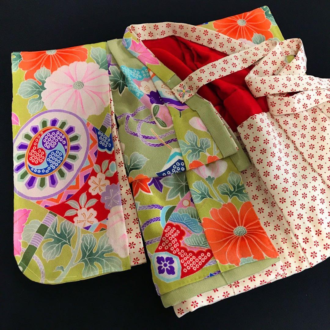 ＊ 市松人形 12号 鯛車 鼓 花 錦紗縮緬 アンティーク 着物 帯 ＊