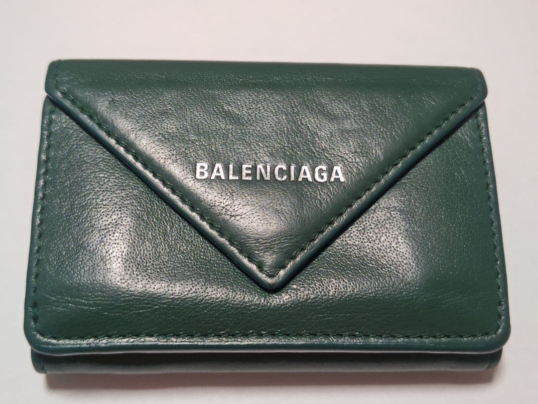 ★BALENCIAGA★ペーパーミニウォレット★グリーン★三つ折り財布★
