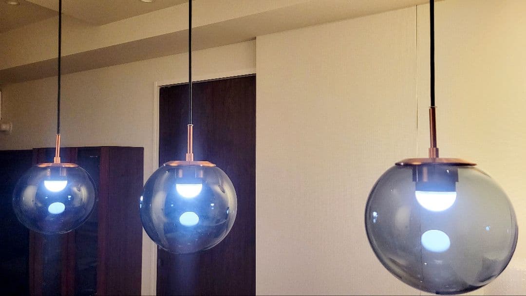 ラン　スモークガラス ペンダントライト 3灯セット