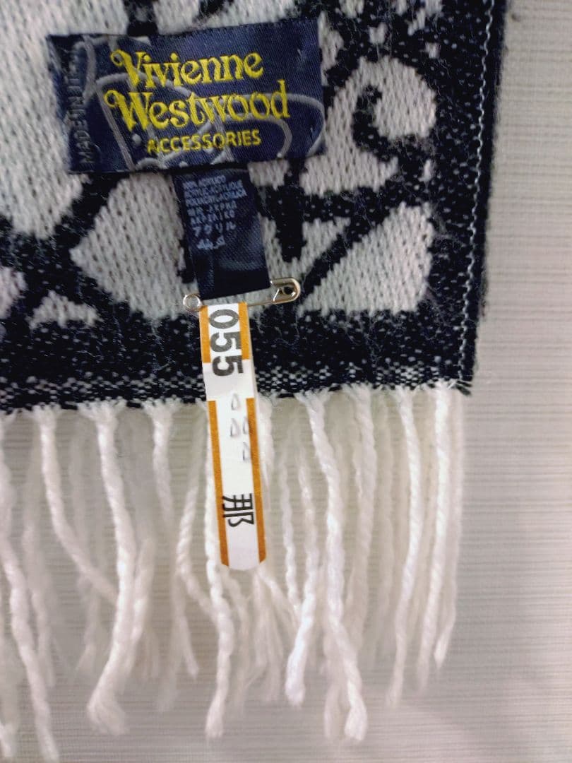 Vivienne Westwood グレー ブラック マフラー　オーブ　ロゴ総柄