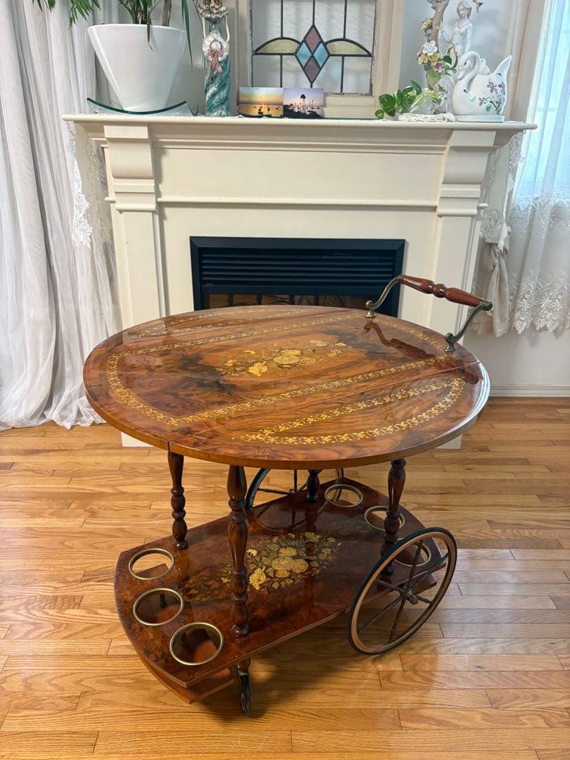 イタリア キッチンワゴン 象嵌 ヴィンテージ バタフライ