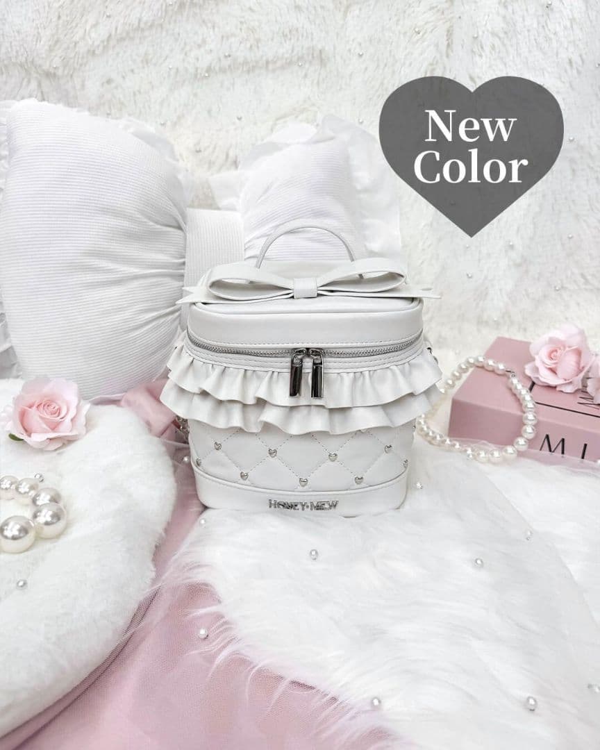 ミシェルマカロン　ハニーミュウ　ビッグリボンバニティショルダー　ホワイト