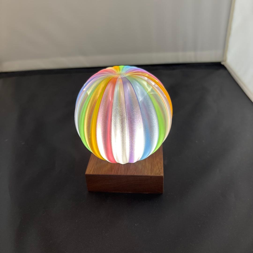 作家物　虹色ガラスの一輪挿し　未使用品