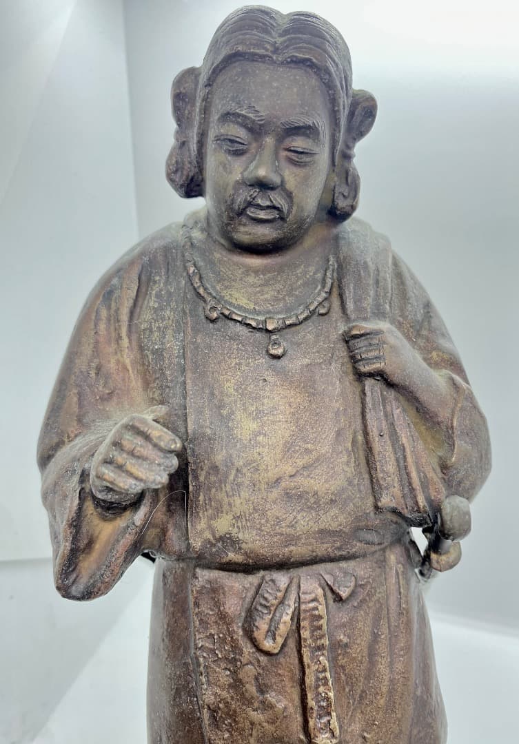 ブロンズ ・彫刻 ・人とウサギ「聖徳太子銅像」？在銘