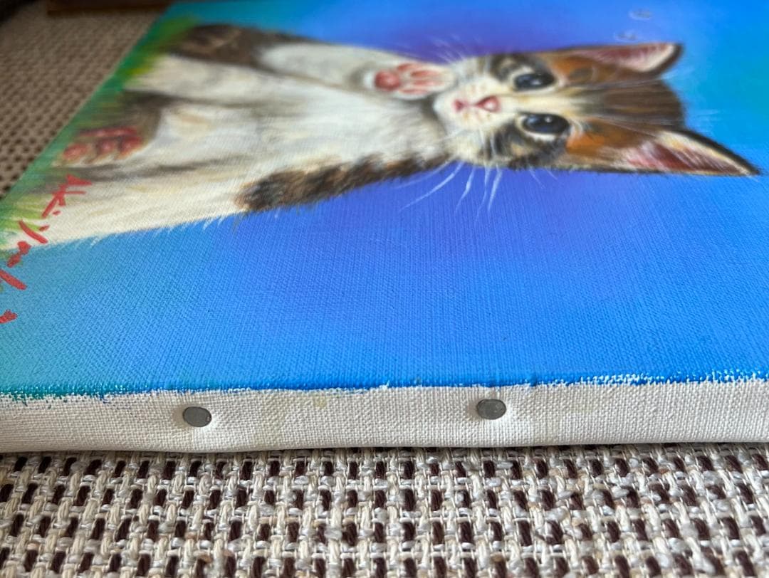 八代亜紀　『リラックス』　猫　油彩　絵画油絵原画