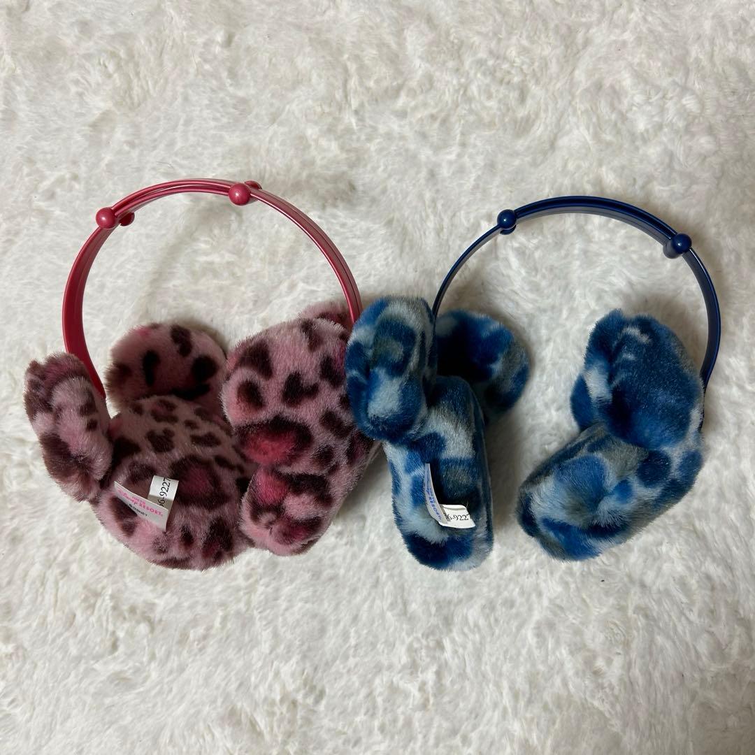 ディズニー ランド ヒョウ柄 レオパード 耳あて イヤーマフ ピンク 青 セット