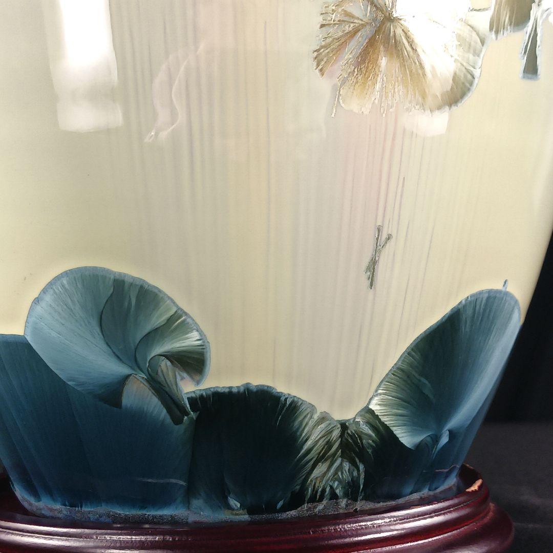 Y2596 中国美術 漢聲窯 林三江 結晶釉 神秘彩 壷 唐木台 箱