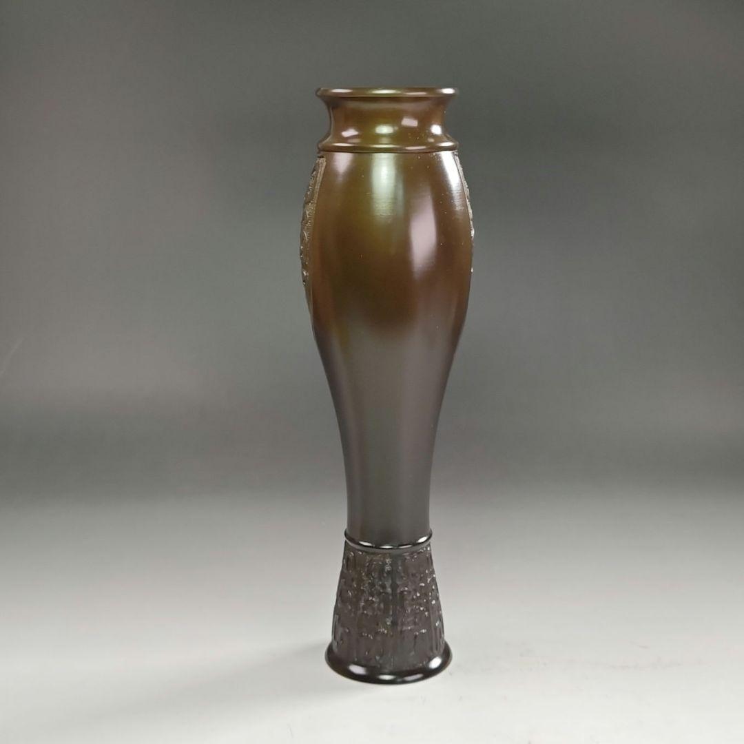 ウ218 花瓶『鋳師　金森浄栄』『唐銅　花生　共箱』茶道具　花器　花入