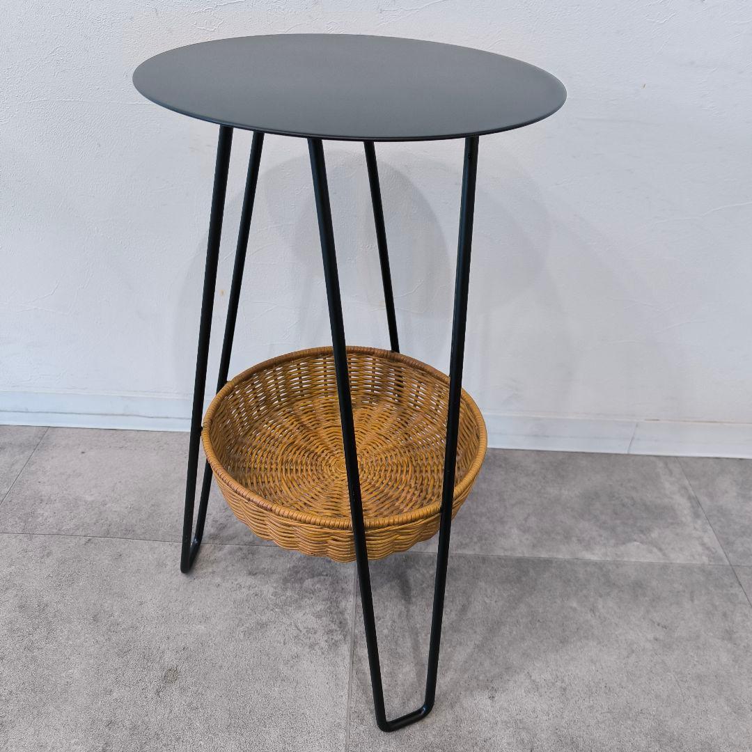 美品　IDEE　イデー　サイドテーブル　アイアン　かご