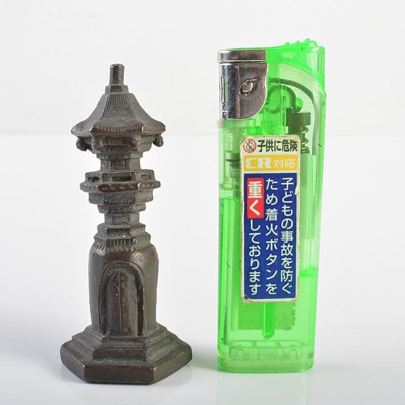 仏教美術　古銅宣徳銅　仏塔　紙鎮　置物　V　R6269