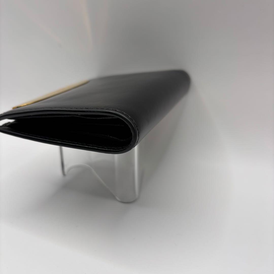 MARNI 二つ折り財布　ブラック　ゴールド　光沢　コンパクト　ウォレット　財布