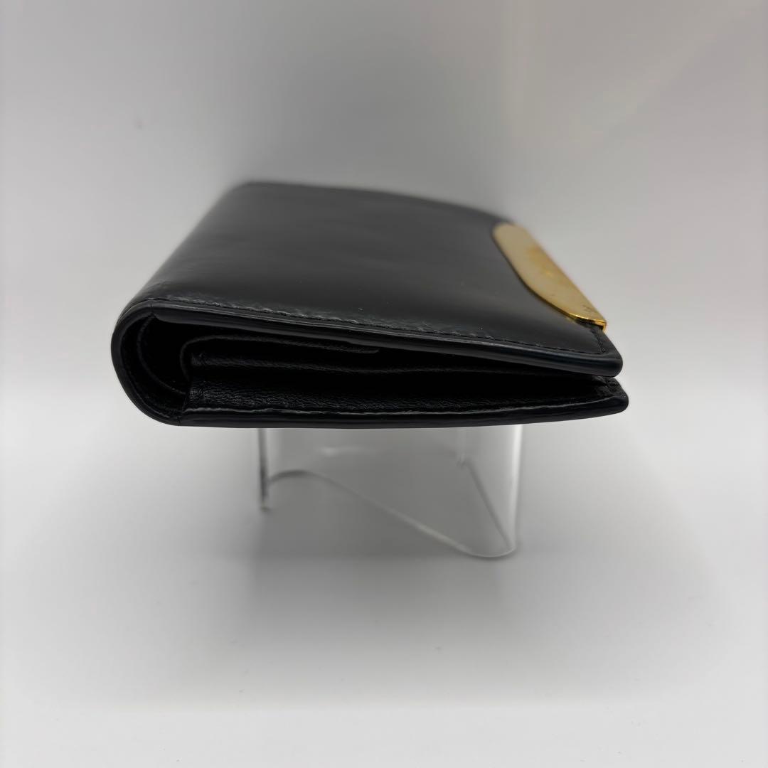 MARNI 二つ折り財布　ブラック　ゴールド　光沢　コンパクト　ウォレット　財布