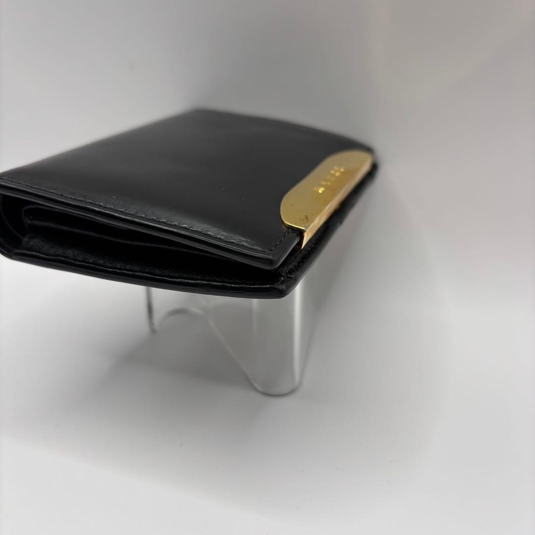 MARNI 二つ折り財布　ブラック　ゴールド　光沢　コンパクト　ウォレット　財布