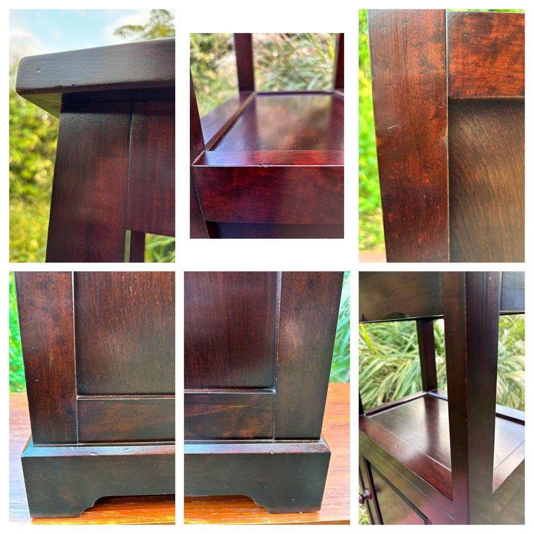 北海道民芸家具 カバ無垢材 電話台 サイドテーブル 飾り台 花台