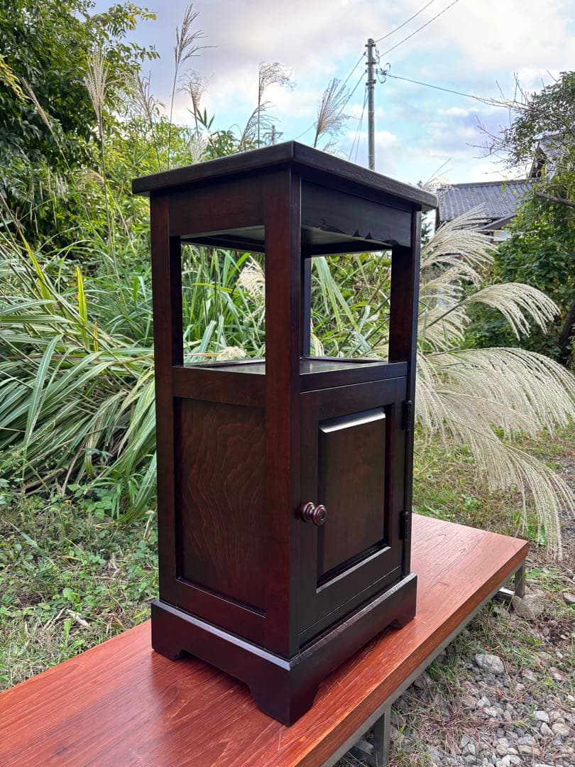 北海道民芸家具 カバ無垢材 電話台 サイドテーブル 飾り台 花台