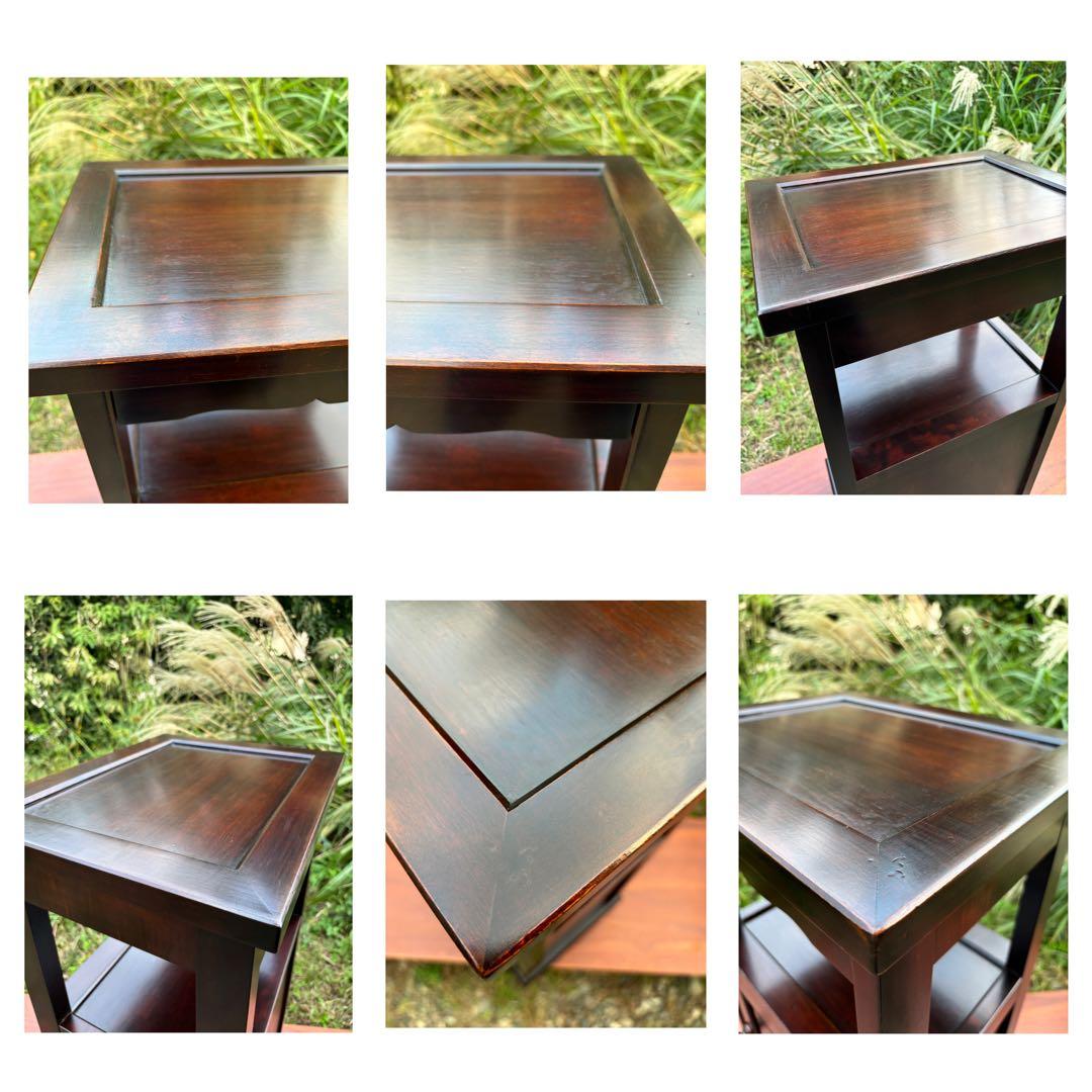 北海道民芸家具 カバ無垢材 電話台 サイドテーブル 飾り台 花台