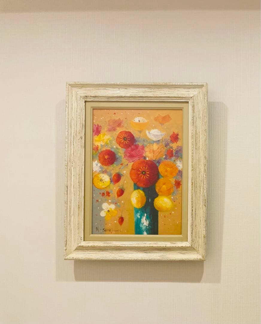 酒井健吉　 『ポピー』 油絵・油彩画　直筆