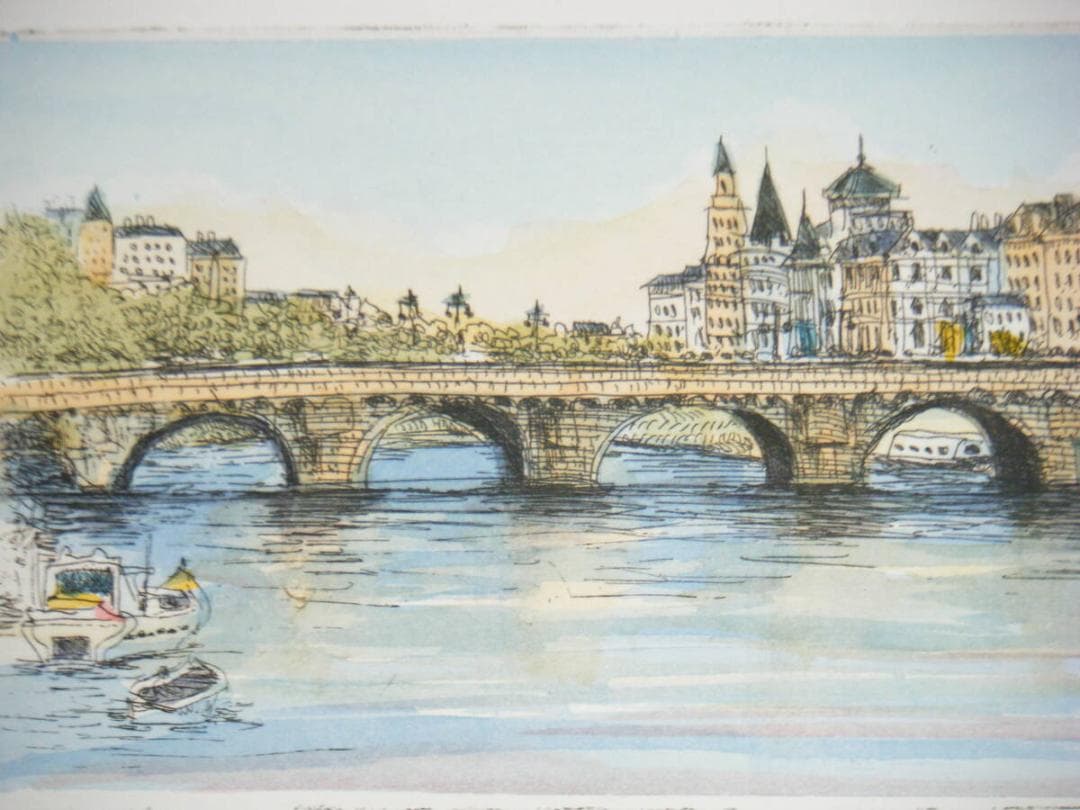 【真作】版画　織田義郎　銅版画　風景画　個展多数開催　名品　T15