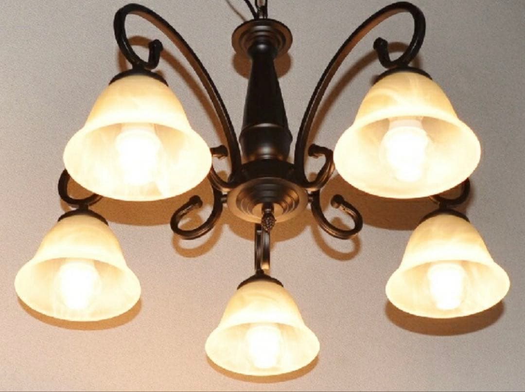 天井照明 シャンデリア 5灯 黒 マットブラック シンプル モダン レトロ