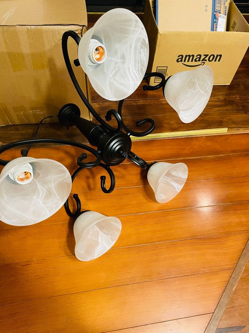 天井照明 シャンデリア 5灯 黒 マットブラック シンプル モダン レトロ