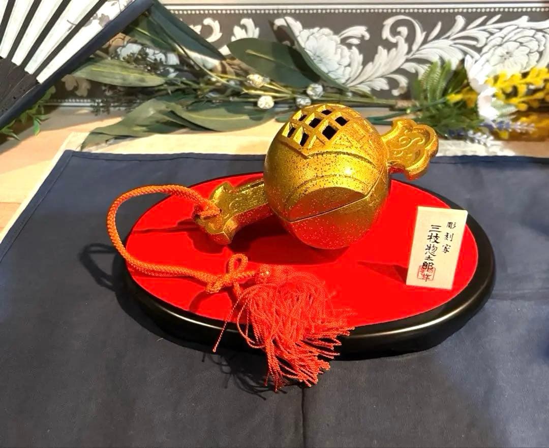 高岡銅器　三枝惣太郎作　小槌　香炉・香立　台つきお香つき希少品　新品未使用保管品