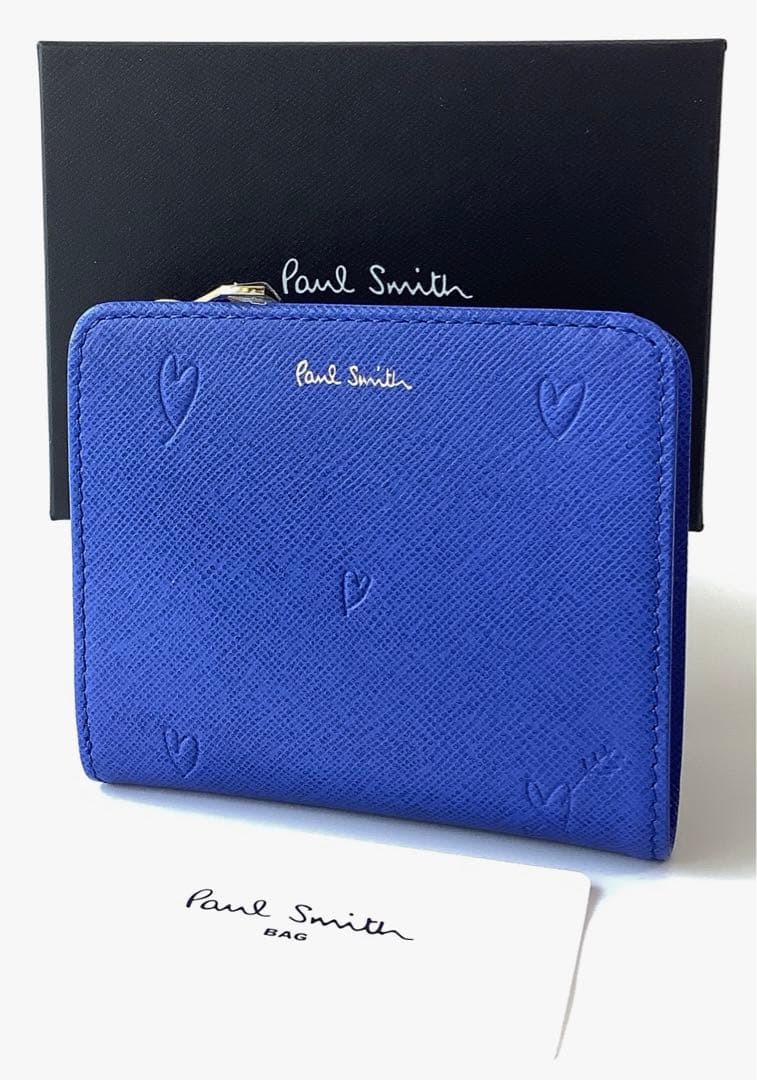 チャタロウ様★新品★ポールスミス★スミシーハートLファスナー２つ折り財布★ブルー