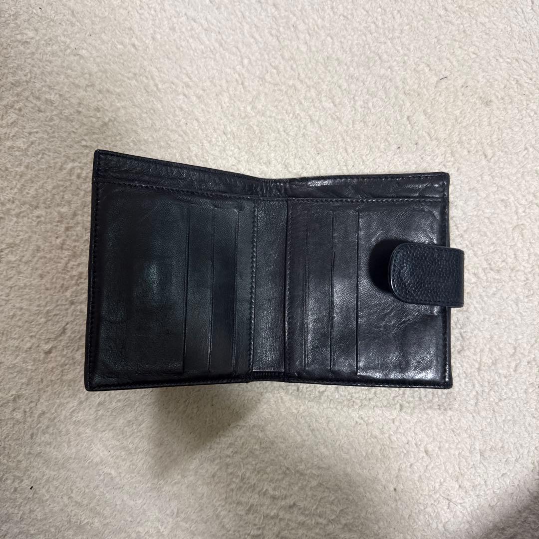 CHANEL 二つ折り財布 ブラックレザー