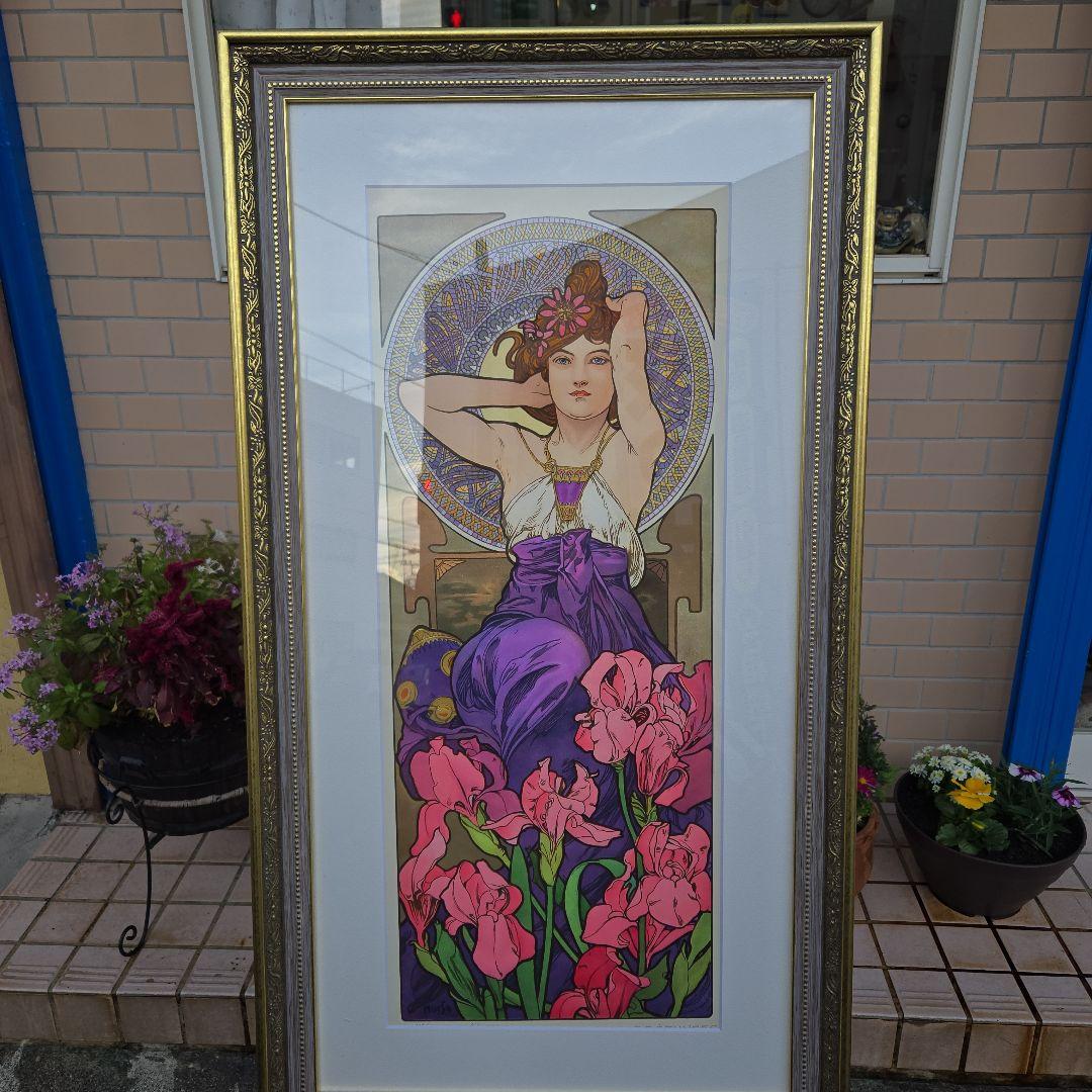 アルフォンス・ミュシャ 版画 女性と花