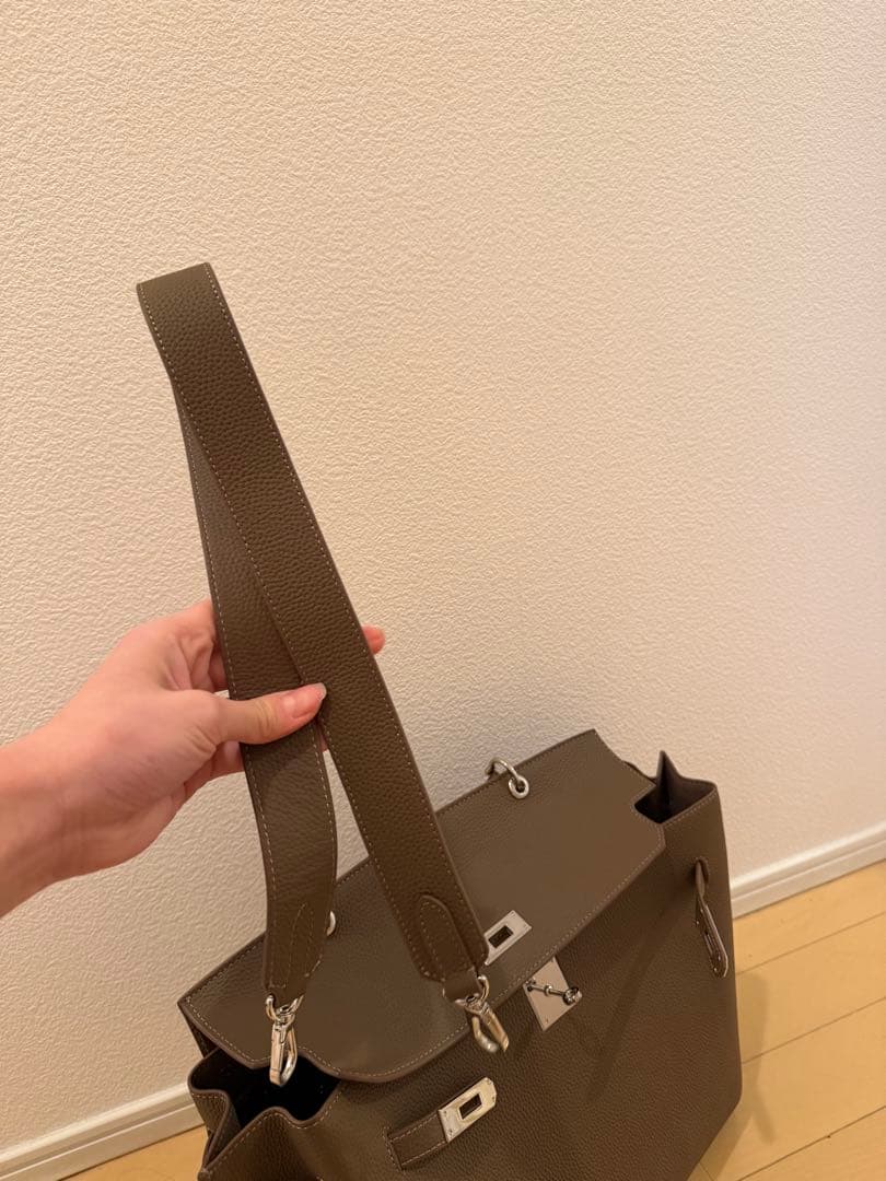 バッグ JISTORY square belt handle bag taupe L