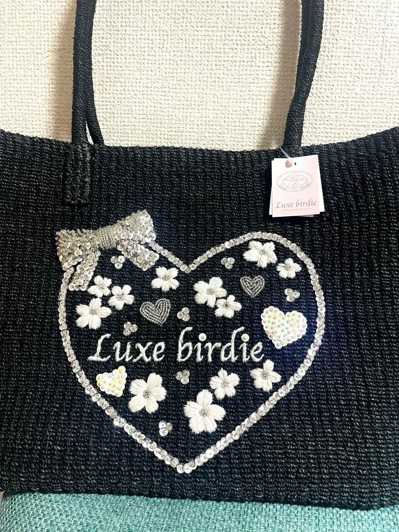 【新品タグ付】luxebirdieリュクスバーディキャリーバッグナチュール黒刺繍