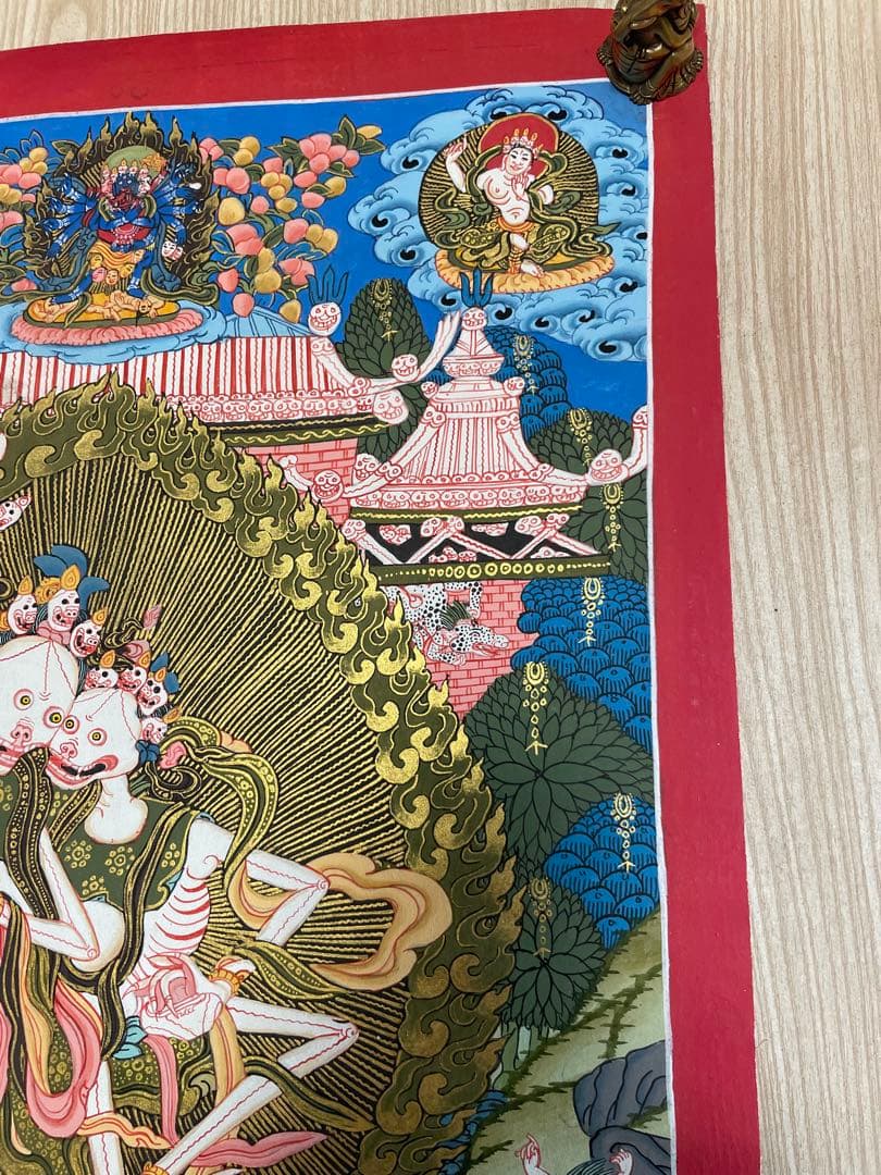 《 チベット密教　1点物 》 手描き　曼荼羅　チチパティ　スカル　髑髏　仏教