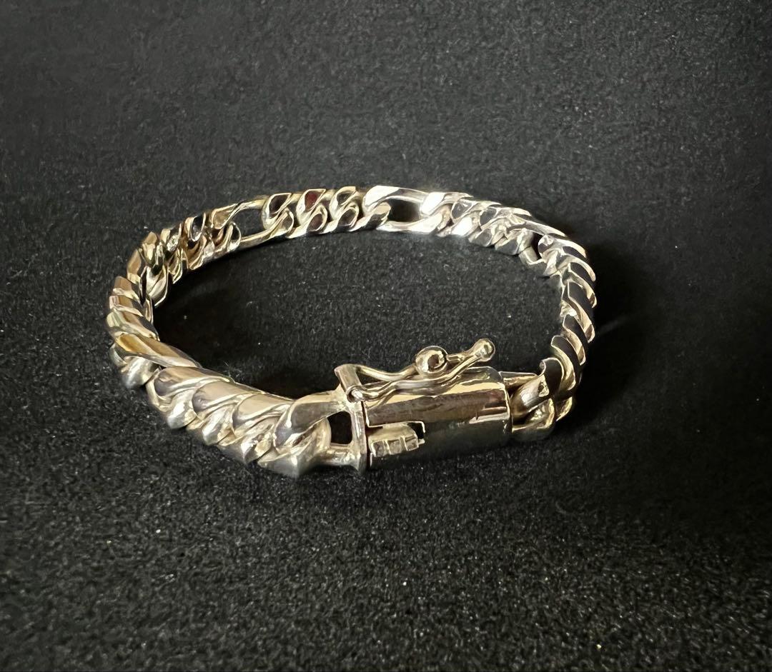 シルバー 925 フィガロチェーンブレスレット 美品